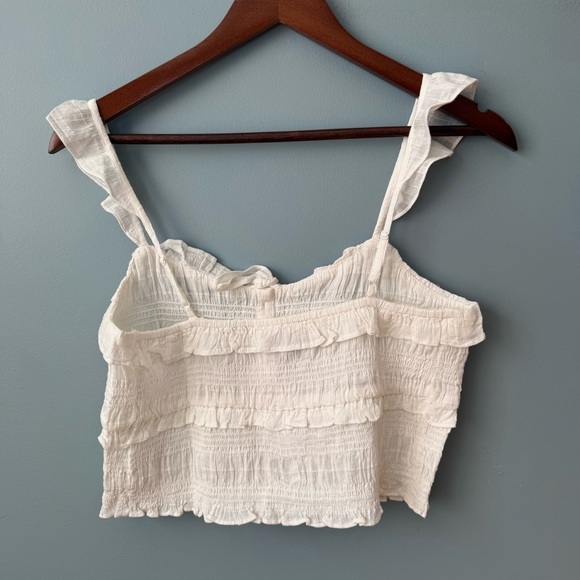 American Eagle AE Smocked Ruffle Crop Tank Top in White. NWT. Women’s Small - Picture 9 of 14